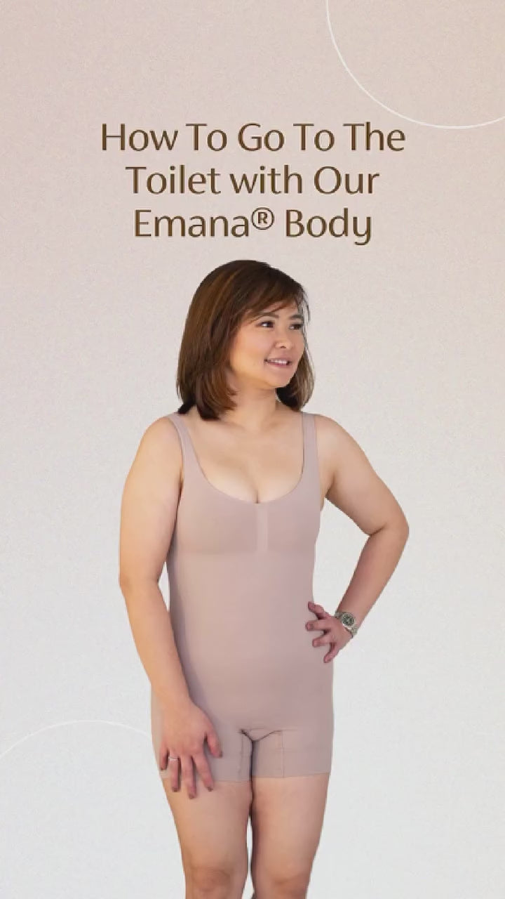 Plie founder explains how to use the hygienic opening feature on the Emana Body bodysuit - video